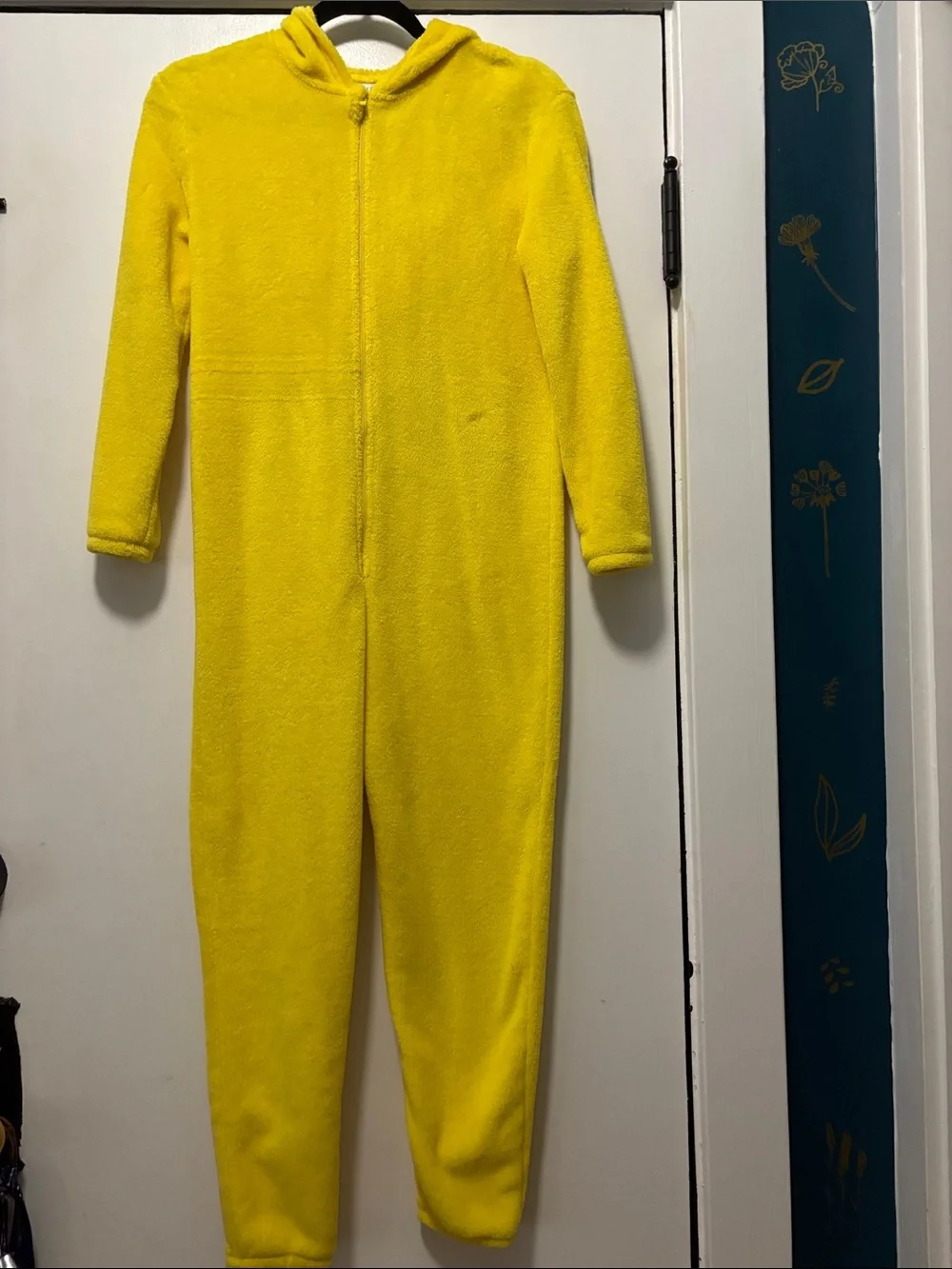 H&M Bright Yellow Hooded One-Piece Bodysuit with Character Face